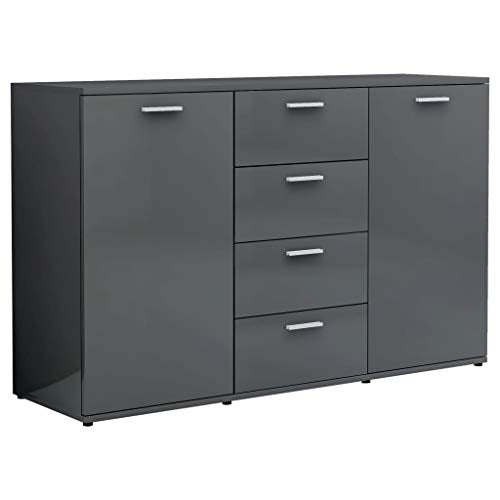 vidaXL Credenza Grigio Lucido 120x35,5x75 cm in Truciolato