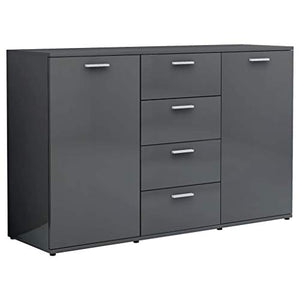 vidaXL Credenza Grigio Lucido 120x35,5x75 cm in Truciolato