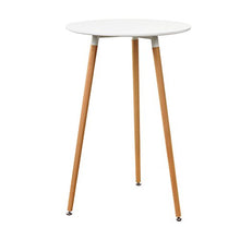 [en.casa] Tavolo da Bar Ø 70 x 107 cm con 2 Sgabelli da Bar 98 x 48 x 49 cm Set Arredo Bar Design Retro Bianco/Grigio Gambe in Legno di Faggio