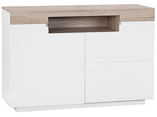 Beliani Credenza laminata in color legno chiaro/bianco Marlin