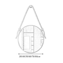 YF-Mirror 78/5000 Specchio pensile, Specchio da Trucco Tondo Bagno 80 cm Finitura Ottone con Corda di Canapa