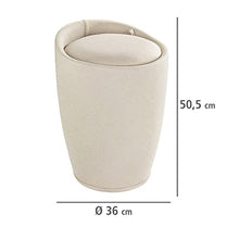 WENKO Sgabello portabiancheria Candy beige effetto lino, ABS, 36 x 50.5 x 36 cm