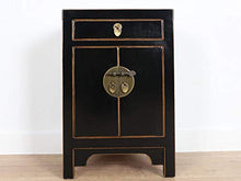 Yajutang Cassettiera cinese Cina comodino nero con bordi in legno naturale