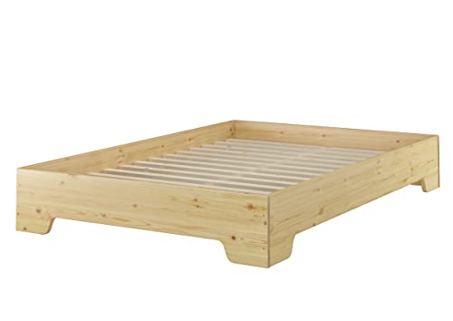 Erst-Holz Solido Letto Moderno impilabile 140x200 in Pino massello con doghe rigide 60.56-14