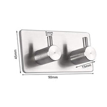 Gancio bagno cucina 2 pezzi cappotto autoadesivo accappatoio ganci appendiabiti 2-ganci in acciaio inox impermeabile porta fissato al muro ganci appeso cremagliera for cucina bagno soggiorno Gancio pe