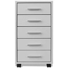 BIGTO - Armadietto da ufficio con ruote con 5 cassetti, in truciolato, con cassetti da giardino, colore: bianco, 33 x 38 x 63 cm