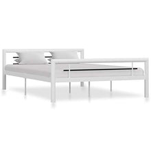 Tidyard Struttura Letto Matrimoniale in Metallo Bianco/Grigio con Doghe 140/160x200 cm,Giroletto Matrimoniale in Metallo con Doghe 140/160x200 cm,Telaio Letto Matrimoniale in Metallo con Doghe