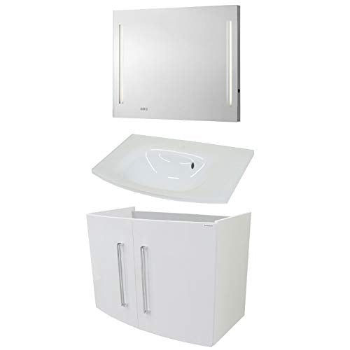 Fackelmann Set di mobili da Bagno Lugano Mobiletto da Bagno/lavabo/Specchio