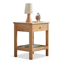 Outtw Comodino,Tavolino Laterale Composto da Comodino in Legno Massello, Tavolino Frontale con Vano Aperto retrò, Comodino per Stoccaggio per Ripiano con 1 Cassetto, Tavolo Quadrato (Color : Natural)