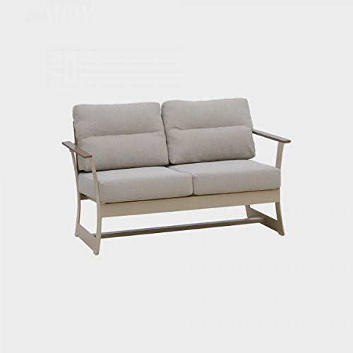 Divano da Esterno L 76 cm - H 73 cm- Cuscini antimacchia, Colori Bianco e Grigio, Struttura in Alluminio, Resistente all'Usura e agli Agenti atmosferici