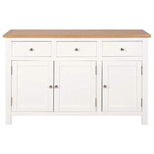 Ausla Credenza con 3 cassetti e 2 armadietti,Armadio Laterale,Stile Rustico,in Legno Massello,per salotto,sala da pranzo,corridoio,110 x 33,5 x 70 cm -Bianco e marrone