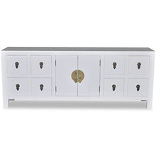 Armadietto Basso Stile Asiatico Armadietto TV con 8 cassetti e 2 Ante Altezza delle Gambe: 8 cm Cassettiere