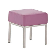 CLP Sgabello Panchetta in Acciaio Inox Lamega I Sgabello Poggiapiedi Imbottito in Similpelle I Sgabello Basso 40x40 CM, Colore:Viola