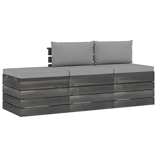 FAMIROSA Set Divani da Giardino su Pallet 3 pz con Cuscini Massello Pino-1756