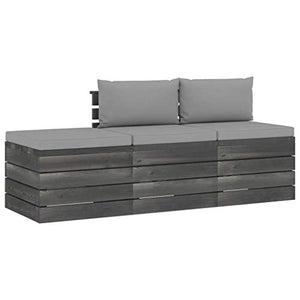 FAMIROSA Set Divani da Giardino su Pallet 3 pz con Cuscini Massello Pino-1756