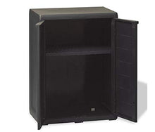 Armadietto basso da giardino, con 1 ripiano, colore: nero, 65 x 38 x 87 cm