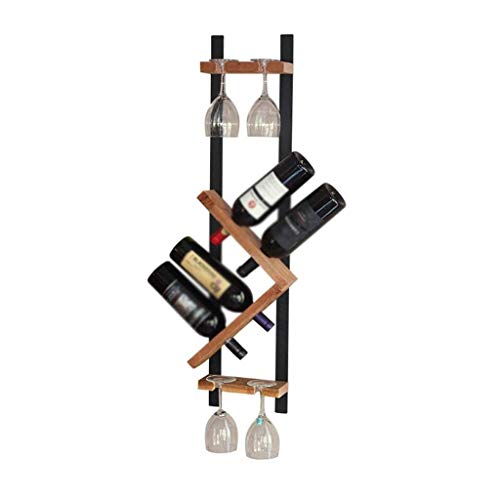 N/A SHJYX Wine Rack, Vintage Legno Solido Ferro battuto Hanging Coppa Creativa Hanging Coppa Rack, Struttura di Supporto