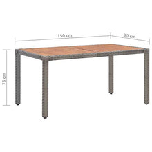 SKM Tavolo da Giardino Grigio 150x90x75 cm in Polyrattan e Acacia