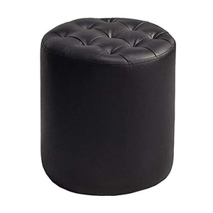 Mobili per la casa e Giardino Poggiapiedi Imbottito cilindrico丨Pouf Sgabello Trucco monopiede in Pelle PU丨Panca Scarpa cambia-34.5x36cm Ottomani da Cucina (Colore : A)
