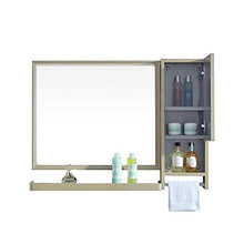 AJH Specchio da Bagno Rettangolare Moderno e Minimalista in Acciaio Inossidabile con pratici armadi Laterali e portasciugamani monostrato Portaoggetti da Parete per Bagno Uno