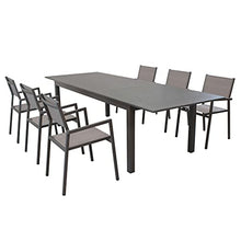 Milani Home s.r.l.s. Set Tavolo Giardino Allungabile Rettangolare 220/280 X 100 con 6 Poltrone in Alluminio Taupe per Esterno