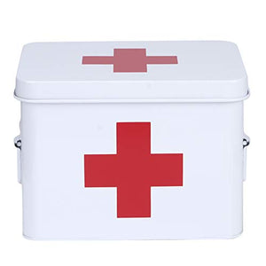 Fdit Contenitore a 2 strati per contenitore di medicina di famiglia, contenitore di pronto soccorso per la famiglia Organizzatore di scatole di medicinali per uso domestico di emergenza