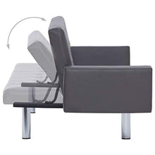 Tidyard Divano Letto con Braccioli in Similpelle,Divano Transformabile in Lettino Grigio