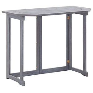 vidaXL Legno Massello di Acacia Tavolo da Balcone Pieghevole Robusto Rustico Tavolino Esterni Bar Bistrot Salvaspazio Grigio Slavato