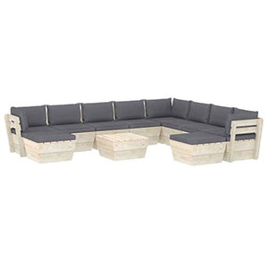 SKM Set Divani da Giardino su Pallet 11 pz con Cuscini Legno Abete (204.7kg) Antracite