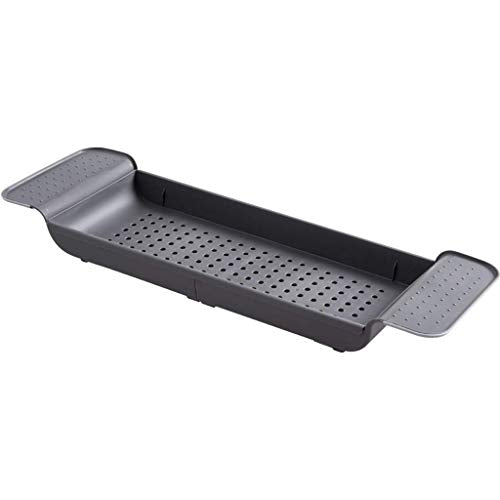 AnnYGJ Vassoi Vasca da Bagno, Vasca da Bagno di Plastica Rack Piatto Doccia Estensibile Rack di Stoccaggio Cremagliera per La Cucina Caddy Bagno Pulito Scolapiatti, 55-78cm (Colore : A)