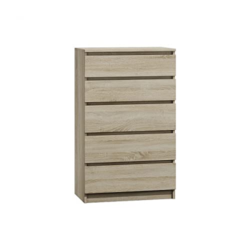 Cassettiera Marbella 70 cm M5 con 5 cassetti, credenza alta, cabitet, armadio multiuso (rovere Sonoma)