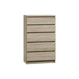 Cassettiera Marbella 70 cm M5 con 5 cassetti, credenza alta, cabitet, armadio multiuso (rovere Sonoma)