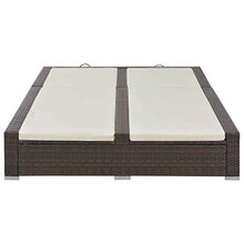 Tidyard Lettino Prendisole Doppio in Polyrattan,Lettino Prendisole Doppio da Giardino Piscina Spiaggia in Rattan Marrone