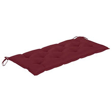 vidaXL - Altalena da giardino in legno di teak, con cuscino, altalena da giardino, terrazzo, esterno, 120 cm, colore: Rosso bordeaux