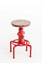CLP Sgabello Lumos in Metallo E Legno I Forma A Idrante Design Industriale | Sgabello Robusto Altezza Regolabile 59-75CM I Sgabello Bar, Colore:Rosso