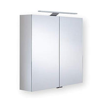 Generisch Saturn - Armadietto a specchio in alluminio Primo, con pannello posteriore in vetro bianco, 900 x 700 x 155 mm