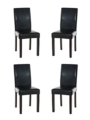 CLP Set 4X Sedie Pranzo INA I Sedie Soggiorno Vintage Imbottite in Similpelle I Sedie Cucina Alto Schienale in Legno Marrone, Colore:Nero