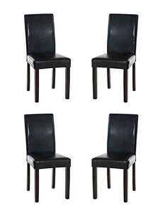 CLP Set 4X Sedie Pranzo INA I Sedie Soggiorno Vintage Imbottite in Similpelle I Sedie Cucina Alto Schienale in Legno Marrone, Colore:Nero