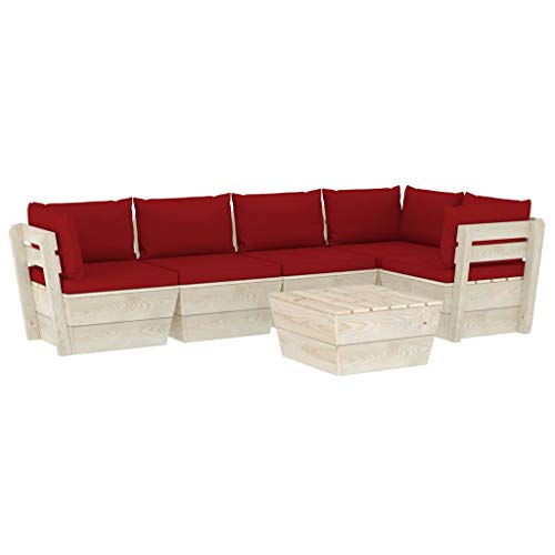FAMIROSA Set Divani da Giardino su Pallet 6 pz con Cuscini Legno Abete-3573