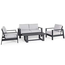Bizzotto SALOTTINO Atlantic in Alluminio Antracite da Giardino per Esterno Salotto Veranda 4 Pezzi Struttura Moderna Doghe Larghe