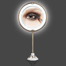 GNTM Germany's Next Topmodel Specchio cosmetico LED ingrandimento 5X | Specchio con illuminazione, specchio pieghevole per una illuminazione ottimale del viso | Con ventosa e orientabile a 360°