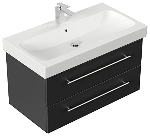 Mobile bagno con lavabo Geberit Icon 90cm nero satinato