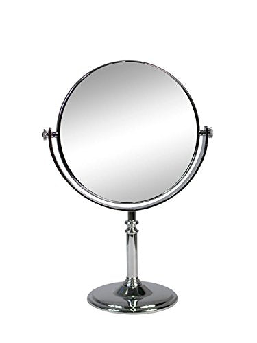 Vetrineinrete® Specchio cosmetico Rotondo da Trucco con Zoom da appoggio per ingrandimento Portatile per Barba rasatura con Base da Tavolo ø 15 cm ø 17 cm (Diametro 15 cm) C67