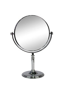 Vetrineinrete® Specchio cosmetico Rotondo da Trucco con Zoom da appoggio per ingrandimento Portatile per Barba rasatura con Base da Tavolo ø 15 cm ø 17 cm (Diametro 15 cm) C67