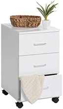 ts-ideen Comodino Cassettiera Archivio da Ufficio con rotelle 60x35 cm stile moderno 3 cassetti. Bianco
