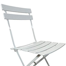 PiuShopping Set da Pranzo per Giardino, in Acciaio con Tavolo Rotondo E 2 SEDIE Pieghevoli (Bianco)