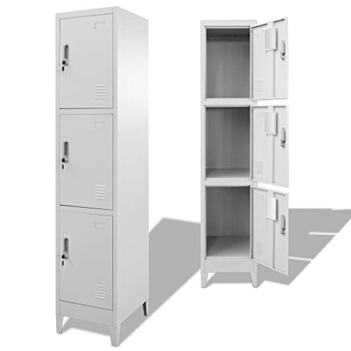 FAMIROSA Armadietto a 3 Scomparti con Serrature 38x45x180 cm