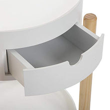 Tavolino Comodino con cassetto 2 Ripiani Moderno Legno Bianco per Camera da Letto casa Soggiorno