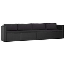 Tidyard 4 pz Set Divani da Giardino con Cuscini in Polyrattan,Salottino da Giardino con Divano,Poltrone e Tavolino,Nero