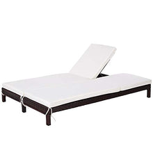Outsunny Lettino Prendisole a 2 Posti, Sdraio in Acciaio e Rattan, Schienale Regolabile, 195 x 120 x 28cm Marrone e Bianco Crema